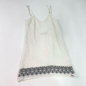 Flynn Skye Mini Slip Dress Women's Small White & Black Embroidered V-Neck